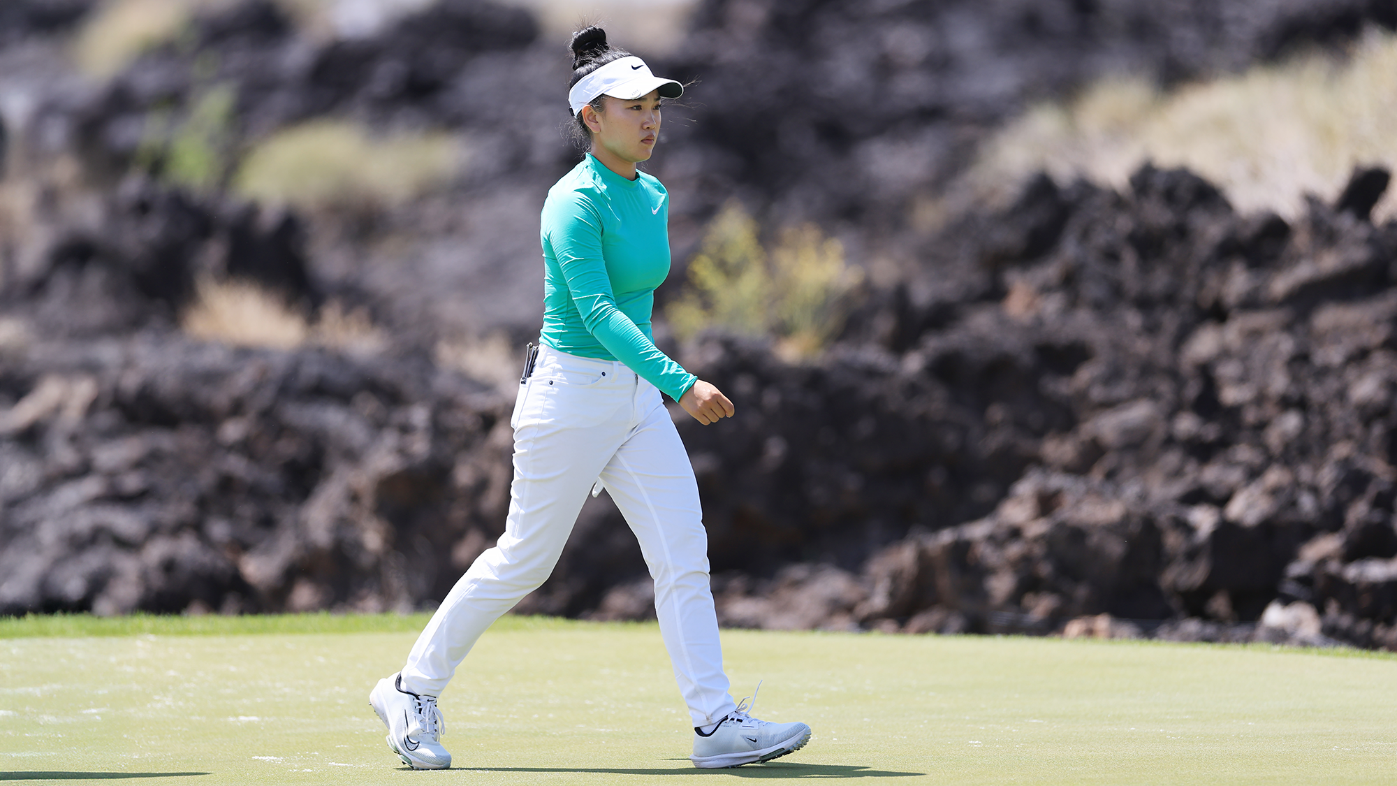 Lucy Li of the United States walks on the ninth hole during the first round of the Black Desert Championship 2025 at Black Desert Resort on May 01, 2025 in St George, Utah.